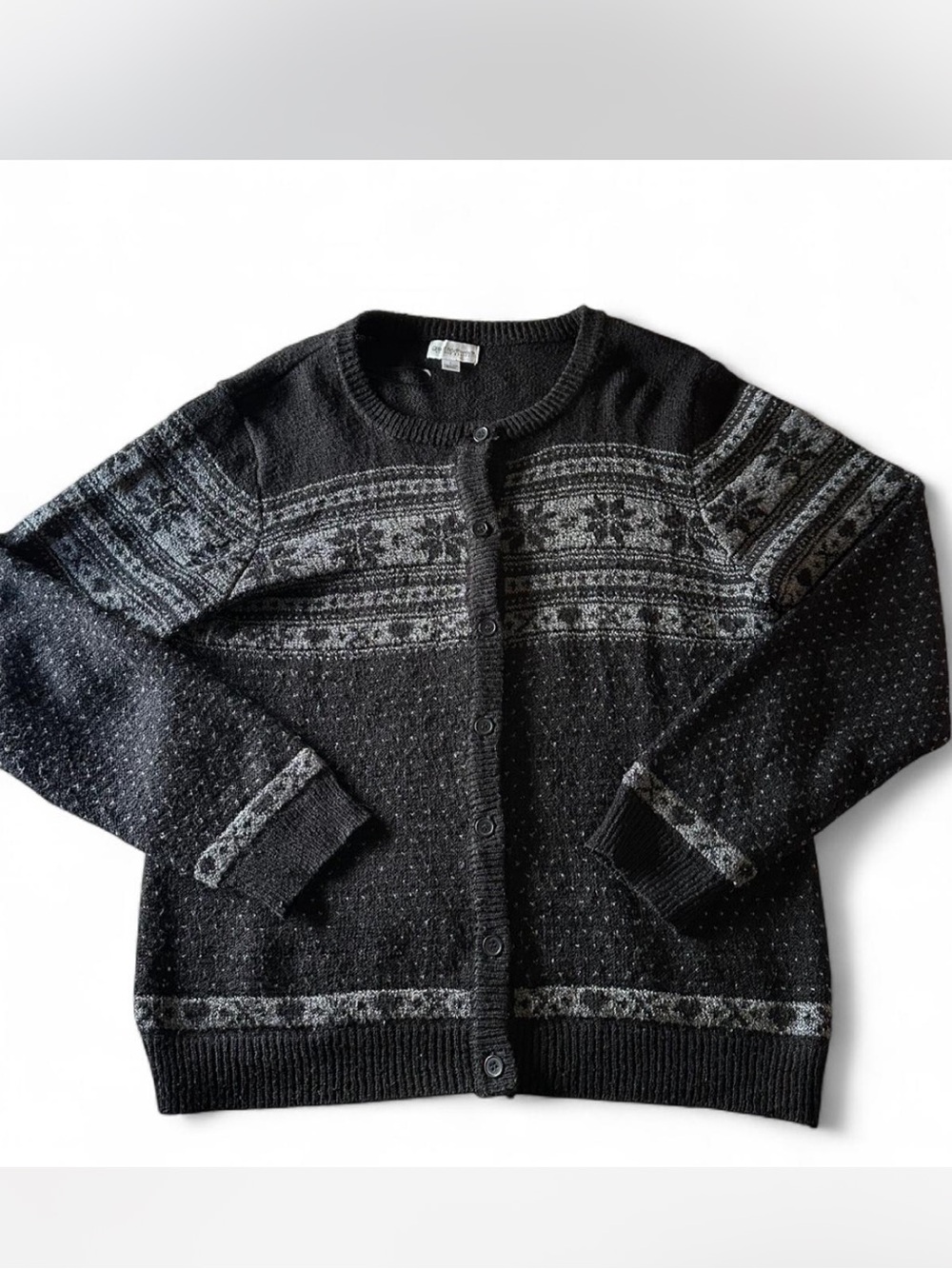Black and grey women’s Button-Front cardigan